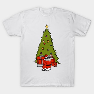 Penguin Dressed as Santa and Christmas Tree T-Shirt